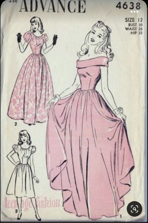 Vintage Fashion Sketches, Prom Dress Pattern, Dress History, Vintage Dress Patterns, Dresses Cocktail, Fesyen Hijab, Vintage Mode, Vestidos Vintage, Fashion Sewing Pattern