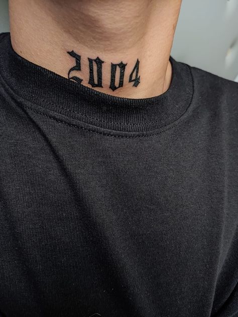 🕷🕸 2002 Neck Tattoo, Made In 2004 Tattoo, 2004 Tattoos, 2004 Tattoo Ideas, 2004 Tattoo, 2024 Tattoo, Neck Tattoo, Tattoo Quotes, Tatting