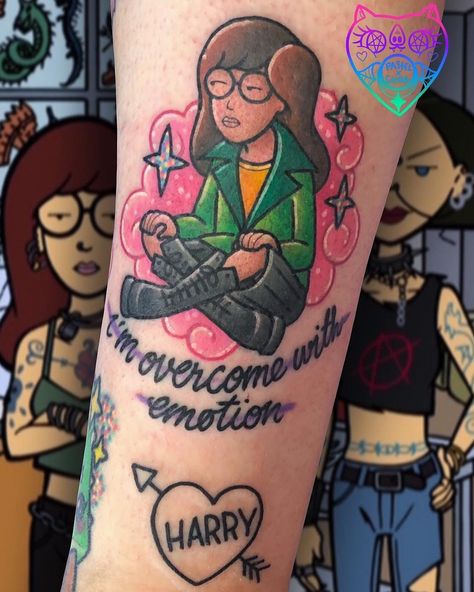 CryBaby Tattoo on Instagram: “By @pastelxghoul #kawaiitattoo #montrealtattoo #montrealtattooartist #daria #dariatattoo” Daria Tattoo, Kawaii Tattoo, Tattoo Portfolio, Girly Tattoos, Piercing Tattoo, Love Tattoos, Body Mods, Tattoo Stickers, Deathly Hallows Tattoo