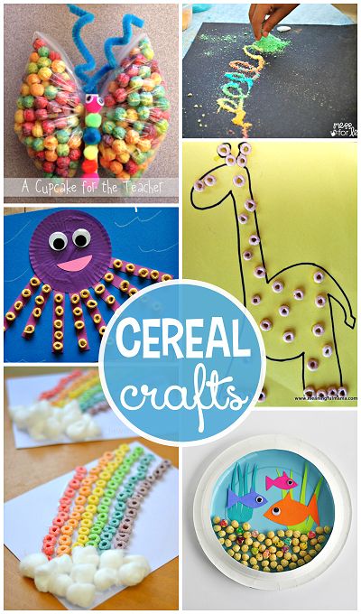 Crafts for kids made with cereal! So many ideas to use this fun art medium! #craftsforkids #cerealforkids #artprojectsforkids Cereal Crafts, Kids Craft Ideas, Crafty Morning, Crafts And Activities For Kids, Fruit Loops, Art And Crafts, Daycare Crafts, Crafty Kids, Crafts For Kids To Make