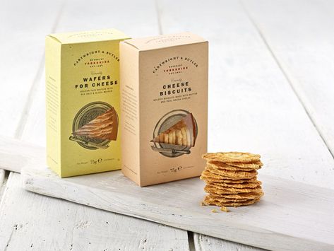 Cartwright & Butler | Dieline - Design, Branding & Packaging Inspiration Crackers Packaging, Monkey Food, Biscuits Packaging, Biscuit Packaging, Ice Cream Tubs, Dessert Packaging, Cheese Biscuits, Cookie Packaging, Unique Packaging