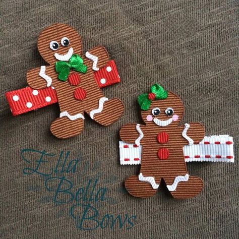 Gingerbread Boy or Girl Ribbon Sculpture Hair Bow, Gingerbread man hair clip, Christmas Accessory Gingerbread Hair Bow, Gingerbread Hair, Hair Bow Instructions, Sculpture Hair, Felt Hair Accessories, Holiday Hair Bows, Ribbon Sculptures, Kids Hair Bows, Bows Christmas