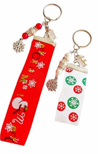 Handcrafted Coloured Christmas Lanyard Keyring with Personalised Initial and Beaded Snowflake Charm EveryoneLovesGifts Beaded Snowflake, Keychain Ideas, Beaded Snowflakes, Christmas Stocking Fillers, Silver Snowflakes, Bag Charms, Honey Pot, Beads Diy, Red Design