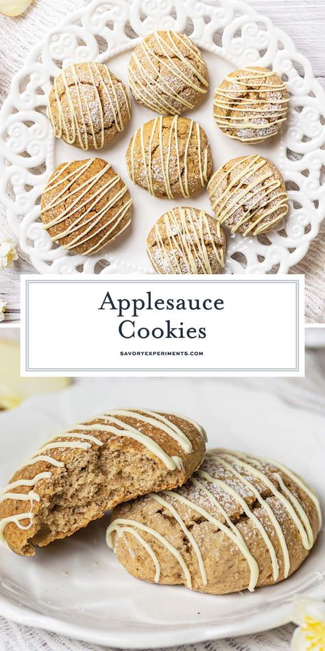 These soft and moist Applesauce Cookies are perfect as a sweet snack. They're also healthier than full-sugar cookies, so eat up! Cinnamon Applesauce Cookies, What Can I Make With Applesauce, Healthy Recipes With Applesauce, Recipes Using Applesauce Baking, Uses For Applesauce, Applesauce Cookies Healthy, Cookies Made With Applesauce, Recipes Using Applesauce, Applesauce Baking