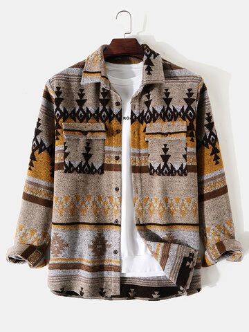 Winter Blouses, Jersey Vintage, Wool Shirt, Jacket Outfit, Moda Vintage, Retro Chic, Aztec Print, Look Plus, Mode Vintage