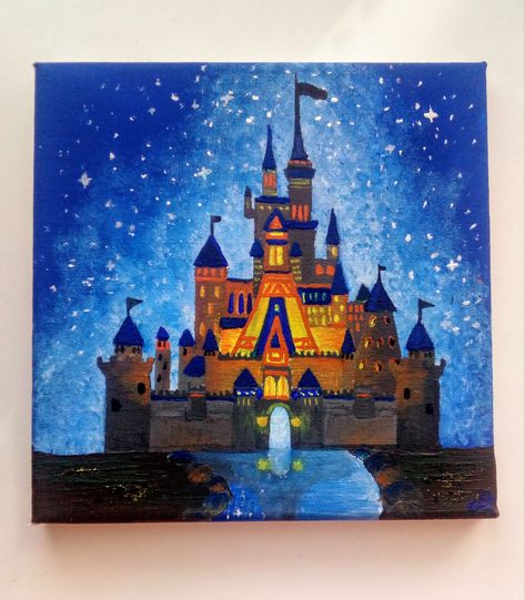 Disney castle Disney Castle Canvas Painting, Disney Castle Painting Easy, Disney Castle Diy, Disney Castle Sketch, Disney Castle Painting, Disney Castle Art, Disney Castle Drawing, Castle Diy, Chateau Disney