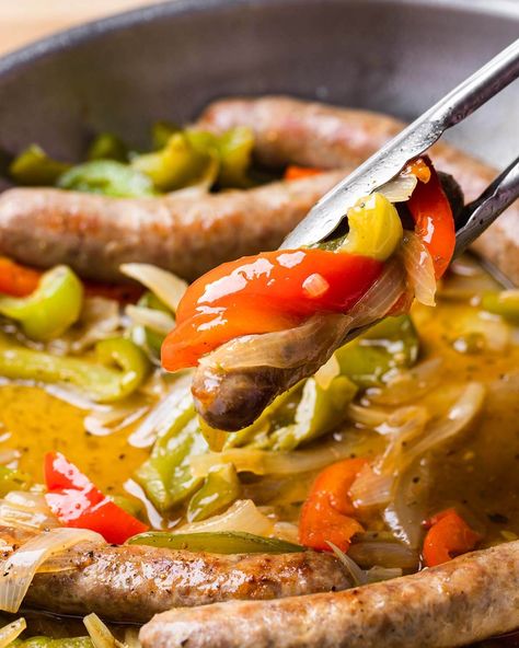 Italian Sausage Peppers And Onions, Italian Sausage Peppers, Sip And Feast, Easy Skillet Dinner, Sausage Peppers And Onions, Sausage Peppers, Best Sausage, Mild Italian Sausage, Sweet Italian Sausage