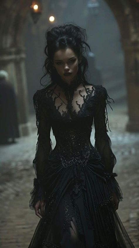 Bellatrix Lestrange Outfit, Black Royal Dress, Royal Dress Aesthetic, Dark Witch Costume, Dark Princess Dress, Cassiopeia Black, Bellatrix Lestrange Aesthetic, Victorian Dress Aesthetic, Princess Dress Aesthetic