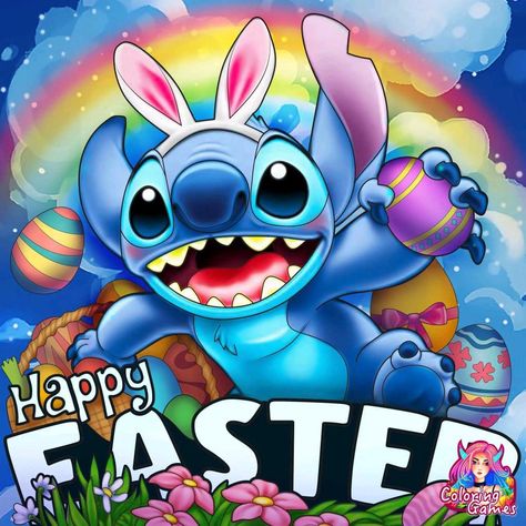 Wallpaper Stitch, Happy Easter Wallpaper, Toothless And Stitch, Stitch Easter, Only Wallpaper, Easter Drawings, Care Bear Birthday, Stitch Tattoo, Disney Cuties