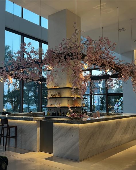 cherry blossom things *.°✿) Cherry Blossom Interior Design, Cherry Blossom Restaurant, Japanese Cafe Design, Cherry Blossom Kitchen, Japanese Spa, Sakura Flower, Sakura Cherry Blossom, Japanese Cherry Blossom, Restaurant Interior Design