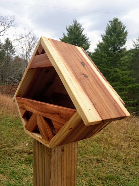 1-3 Day Shipping DOVE NESTINGBOX CEDAR by Nestedaloftartisans Wren Bird House Cedar Minimalist/modern Yard Art Home Gift 1002 - Etsy Wren Bird House, Modern Yard, Outdoor Minimalist, Modern Birdhouses, Wren Bird, Pigeon Loft, Bird Houses Ideas Diy, Minimalist Modern Art, Nest Box