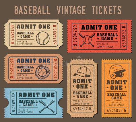 Vector Baseball invite Tickets. Collection of vector illustrations of raffle tic #Sponsored , #SPONSORED, #Sponsored, #invite, #Vector, #raffle, #Tickets Raffle Tickets Template, Sports Theme Classroom, Baseball Ticket, Vintage Ticket, Game Tickets, Ticket Design, Raffle Ticket, Ticket Template, Sports Graphics