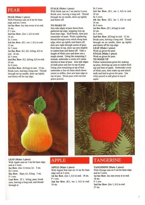 Christmas Knitting Projects, Knitted Dolls Free, Finger Puppet Patterns, Fruit Crafts, Knitted Toys Free Patterns, Knit Headband Pattern, Simply Knitting, Crochet Fruit, Knitting Patterns Toys