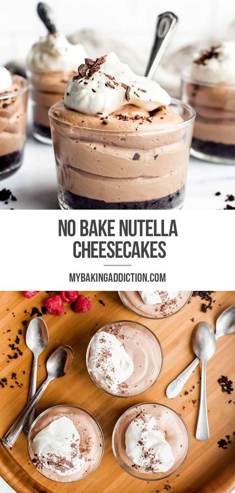 Nutella Deserts, Nutella Desserts Easy, Nutella Dessert Recipes, Nutella Cheesecake Recipes, Nutella Snacks, Nutella Filling, No Bake Nutella Cheesecake, Cheesecake Oreo, Nutella Desserts