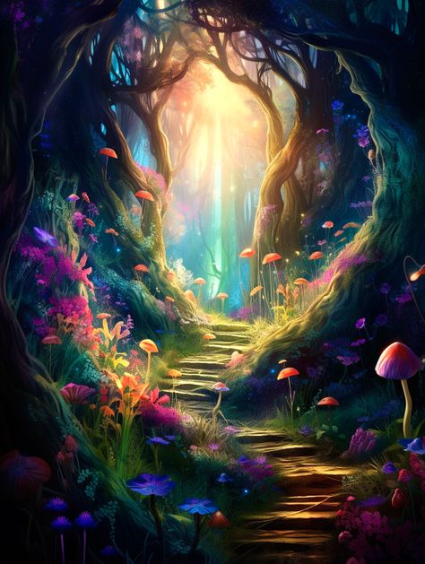 Fairytale Core, Forest Paintings, Forest Drawing, Fantasy Worlds, Magic Design, Magic Forest, Fantasy Forest, Wallpaper Nature Flowers, Fantasy Theme