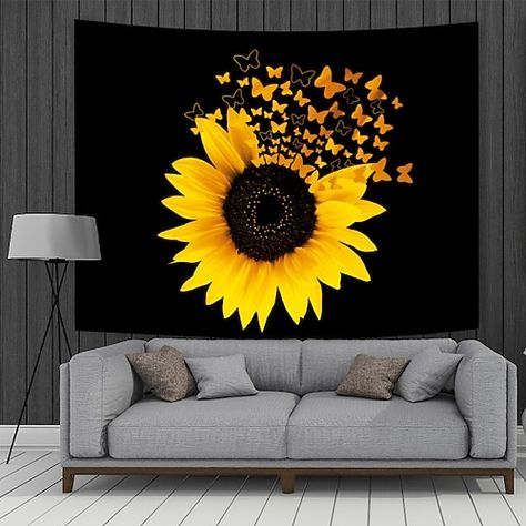 Large Wall Tapestry, Dorm Decoration, Cheap Wall Tapestries, Picnic Tablecloth, Bedroom Wall Hangings, Living Room Dorm, Sunflower Decor, Tapestry Art, Beginner Painting