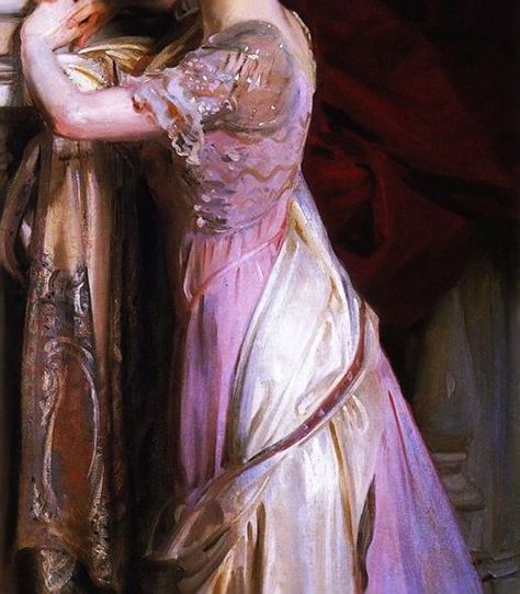 Izme Vickers (detail), 1907, by John Singer Sargent (American, 1856-1925) Vintage Purple Aesthetic, Pink And Purple Aesthetic, Woman From Behind, Historical Aesthetic, Targaryen Aesthetic, John Singer Sargent, Portrait Paintings, Purple Skirt, Pastel Pink Aesthetic