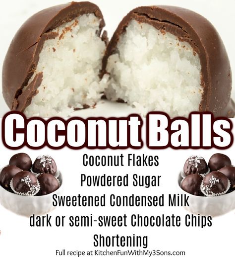 Coconut Balls Dipped In Chocolate, Chocolate Covered Coconut Balls, Coconut Balls No Bake, Coconut Bon Bons, Chocolate Coconut Balls, Chocolate Covered Coconut, Xmas Recipes, Thanksgiving 2022, Christmas Candies