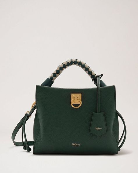 Small Iris | Mulberry Green Heavy Grain with Mulberry Green-Chalk handle | Iris | Mulberry Women Hand Bags, Modern Handbag, Girly Bags, Luxury Purses, Best Wallet, Messenger Bag Backpack, Bag Icon, Pretty Bags, Fabric Bags