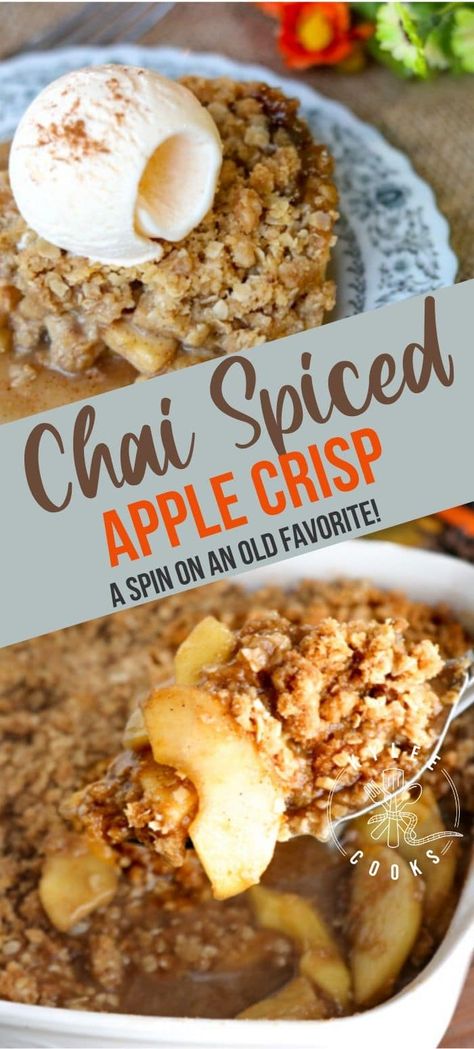 Chai Flavors, Apple Crisp Recipe, Oreo Dessert, Chai Spice, Crisp Recipe, S'mores, Fall Dessert, Apple Desserts, Spiced Apples