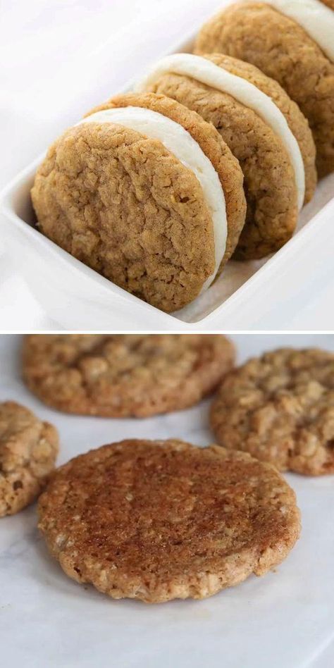 Best Oatmeal Cookies, Oatmeal Cream Pies, Cream Pies, Oatmeal Cream, Lost 100 Pounds, Oatmeal Cookie Recipes, Easy Baking Recipes, Food Cakes, Cookies Recipes Christmas