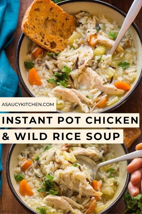 Chicken And Wild Rice Soup, Chicken Wild Rice, Pressure Cooking Today, Hearty Soup Recipes, Chicken Wild Rice Soup, Chicken Rice Soup, Chicken And Wild Rice, Pressure Cooker Chicken, Instant Pot Soup