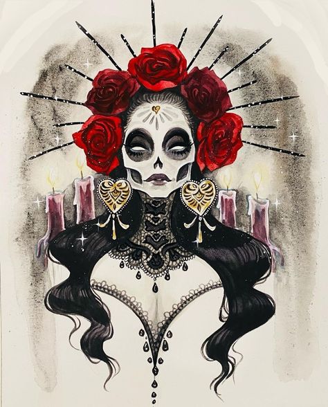 Mexican Skull Art, Sugar Skull Artwork, Mexican Culture Art, Mexican Skull, Day Of The Dead Art, Sugar Skull Makeup, Sugar Skull Art, Skull Artwork, Skull Drawing