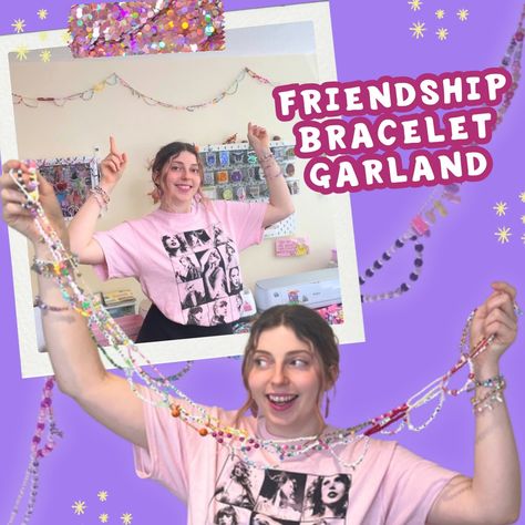 make a bracelet garland with me! ✨ in my new YT video I take all the bracelets I traded at the Eras Tour and turn them into a garland to hang in my art studio! 🥰 Out NOW 🎉 YT: Kia Creates 💕 . . . #swifties #friendshipbracelets #erastour #erastourbracelets #friendshipbracelet #braceletdisplay #taylorswifterastour #tstheerastour #diygarland #garland #artsandcrafts #kidcoreaesthetic Eras Tour Friendship Bracelets, Kid Core Aesthetic, Diy Friendship Bracelet, Cute Baking, Bracelet Display, Diy Garland, My Art Studio, Eras Tour, Friendship Bracelet