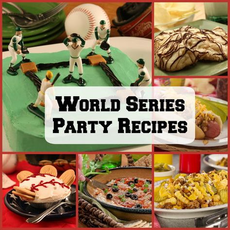 World Series Party Food, World Series Party, Baseball Food Party, Hot Dog Chili Recipe, Baseball Food, Buttery Potatoes, Potato Chip Cookies, Wings Recipe Buffalo, Hot Dog Chili