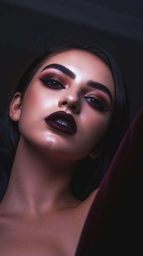 Feminine Makeup Looks, Dark Feminine Makeup Looks, Awesome Halloween Makeup, Dark Feminine Makeup, The Dark Feminine, Goth Makeup Looks, Red Makeup Looks, Goth Makeup Tutorial, Feminine Makeup