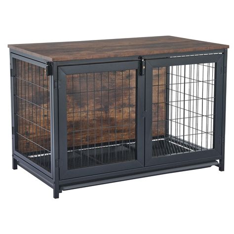 Dog Kennel End Table, Modern Wooden Furniture, Kennel Furniture, Dog Crate End Table, Furniture Style Dog Crate, Indoor Dog Kennel, Crate End Tables, Wooden Dog Kennels, Wooden Dog Crate