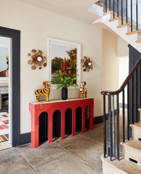 Studio Ashby on Instagram: “The entrance hall is a gloriously Georgian affair. We had the original flagstones deep cleaned when we moved in and they brightened up so…” Studio Ashby, Small Mudroom, Foyer Lighting, Design Rules, Radiator Cover, Elegant Interiors, Entry Way, Contemporary Home Decor, Entrance Hall