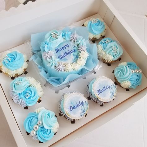 Bento Combo Cake Design, Cake And Cupcakes Combo, Bento Cake With Cupcakes Set, Extravagant Cakes, Birthday Hairstyle, Mini Torte, Cupcake Cake Designs, Fathers Day Cake, Mini Tortillas