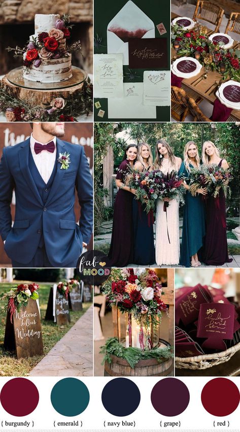 Navy Color Scheme Wedding, Maroon Teal Color Palette, Teal And Maroon Color Palette, Maroon Wedding Theme Color Palettes, December Wedding Color Schemes, Fall Wedding Purple Color Scheme, Blue Maroon Wedding, Burgundy And Teal Wedding, Teal Winter Wedding