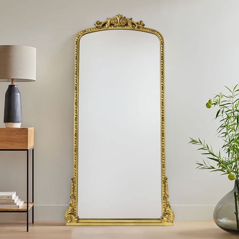 PRICES MAY VARY. ORNATE FRAME: Get in love with this vintage-inspired mirror fit with jeweled adornments at its apex and edges, featuring total 6 sizes and 3 colors, easily complete your look with the right color aesthetics. GOLD FOILED FINISH: The distressed antiqued gold foil adds additonal luxury and value to your space. Each frame is been finished with premium quality gold foil instead of gold painting which is found in cheaper brands. HANGING SYSTEM: Each mirror is pre-installed with D-ring Ornate Floor Mirror, Full Length Wall Mirror, Vintage Gold Mirror, Antique Gold Mirror, Wedding Mirror, Full Length Floor Mirror, Full Body Mirror, Ornate Mirror, Arch Mirror