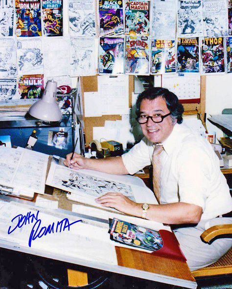 John Romita in the Marvel Offices, circa 1979 Marshall Arts, First Superman, Artist Workspace, John Romita Jr, John Buscema, Book Creator, Artist Alley, Comics Artist, Book Icons