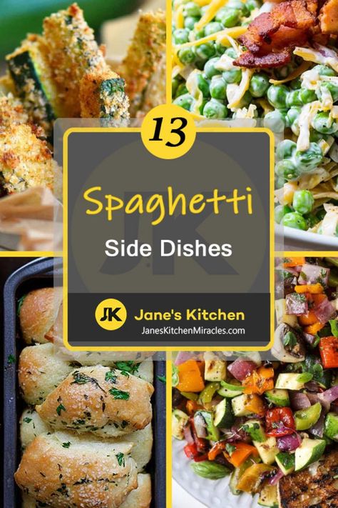 Picking side dishes for Spaghetti can be fun and provide a rich and fulfilling dinner. Check out this list of sides, and we promise you'll be full...and happy. #sidedish #sidedishes #sidedishrecipes #spaghetti #spaghettisidedishes #spaghetti recipes #recipes #spaghettiappetizers #spaghettisides #spaghettisidedishes #spaghettidessert Meat Side Dishes Dinners, Spaghetti Dinner Sides Dishes, Spaghetti Recipes With Vegetables, Side For Spaghetti Dinner, What Goes Good With Spaghetti, Spaghetti Meals Sides, Sides For Chicken Spaghetti, What Goes With Spaghetti Dinners, Sides With Spaghetti Meals