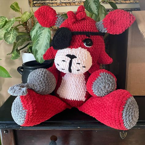 This item is not for sale. I am considering making a made to order option on some of my larger crochet projects like this one on my Etsy! #foxy #fnaf #fivenightsatfreddys #crochet #amigurumi #plush #plushies #pirate #yarn #yarnaddict #crochetaddict #crochetlove Foxy Fnaf Crochet Pattern Free, Crochet Foxy Fnaf, Fnaf Crochet, Foxy Fnaf, Amigurumi Plush, Fun Crochet, Fun Crochet Projects, Not For Sale, Cute Crochet