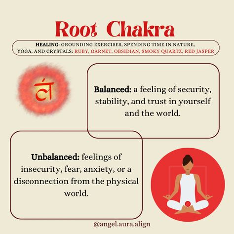 Yoga For Root Chakra Healing, How To Balance Root Chakra, Root Chakra Healing Yoga, Align Root Chakra, Overactive Root Chakra, Grounding Exercises, Chakra Healing Meditation, Root Chakra Healing, Small Notes