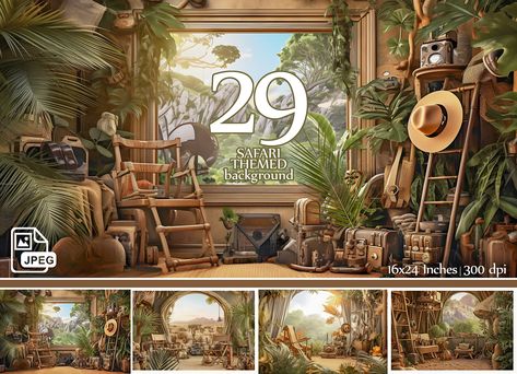 Safari Props, Jungle Backdrop, Photoshop Software, Safari Tent, Safari Theme, Backdrops Backgrounds, Digital Backdrops, Indiana Jones, Earthy Tones