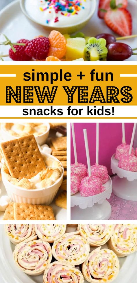 Nye Foods For Kids, New Year Eve Snacks For Kids, Easy Kids New Years Eve, Kids Nye Appetizers, Quick And Easy New Years Eve Snacks, New Year’s Eve Kid Appetizers, Nye Appetizers Easy For Kids, Kids Nye Food Ideas, New Year’s Eve Snacks Easy