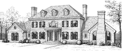 French Colonial Homes Exterior, Brick Colonial House, House Plans Colonial, House Projects Architecture, Country Colonial, French Country Bathroom, Colonial House Plans, Classical House, House Plans Mansion