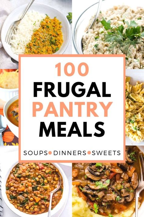 Frugal Tasty Meals, Dinner With Pantry Staples, Vegetarian Pantry Meals, Very Frugal Meals, Money Saving Dinners, Random Pantry Recipes, Dinner From Pantry Items, Budget Friendly Vegetarian Meal Plan, Food Pantry Recipes