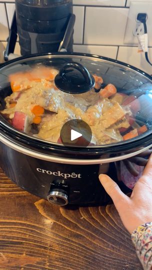 412K views · 353 reactions | Recipe: Pork Roast in crockpot | Let's do something easy 😎 on a school night, shall we?

Start with a pork roast 🍖 in your crockpot (choose weight based on your family and size of... | By Rebekah Scott Designs | This is a super easy one and
works great for a school night you know I love a crockpot it
is a pork roast in here and then carrots potatoes I didn't
have onions but you should definitely put onions in it and
then the mixture on top is just a can of cream of mushroom soup
and a packet of onion soup mix delicious put it on low for
eight to nine hours good to go super yummy it's own little
gravy more or less Pork Roast With Cream Of Mushroom Soup, Crockpot Pork Roast, Crockpot Roast, School Night, Carrots And Potatoes, Onion Soup Mix, Onion Soup, Super Yummy, Mushroom Soup