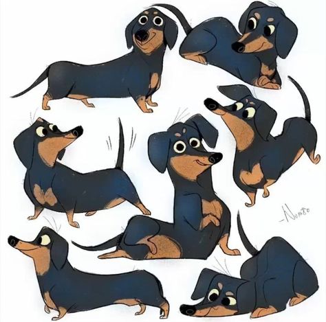 Soul Dog, Dachshund Drawing, Dog Shirt Design, Dachshund Cartoon, Fun Drawings, Book Illustration Layout, Dog Animation, Art Hacks, Dachshund Art