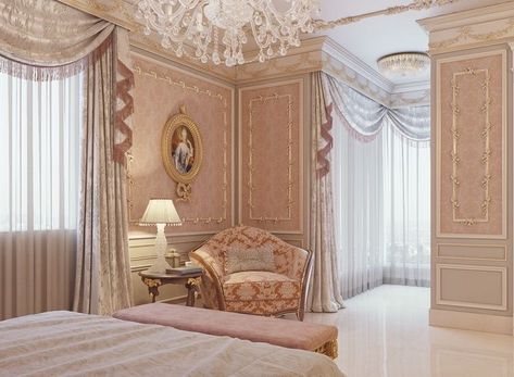 on loan from heaven✨ Pink Baroque Bedroom, Royal Princess Room, Fairy Tale Home, Bedroom Decor Aesthetic, Beauty Bedroom, Royal Bedroom, Chateaux Interiors, Luxury Furniture Living Room, Dekorasi Kamar Tidur