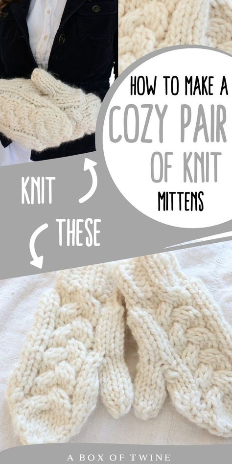 knit cable mittens pattern Chunky Mittens, Knitted Wrist Warmer, Knitted Mittens Pattern, Easy Magic, Yarn Hats, Chunky Knitting Patterns, Magic Loop, Sock Knitting Patterns, Fingerless Gloves Knitted