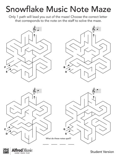 Snowflake Music Note Maze Activity Christmas Music Worksheets, Christmas Music Activities, Teaching Orchestra, Piano Worksheets, Learning Music Notes, Maze Activity, Music Theory Worksheets, Winter Music, Piano Music Lessons