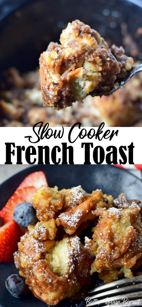 Brunch Ideas In Crockpot, Quick French Toast, Slow Cooker French Toast, Crowd Breakfast, Berry French Toast Casserole, Crockpot French Toast, Cottage Recipes, Pumpkin French Toast Casserole, Berry French Toast