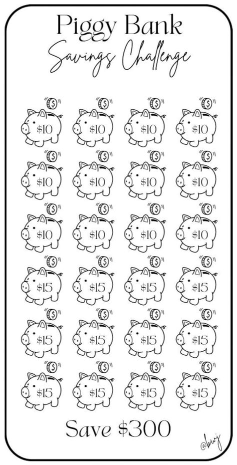 Mini Savings Challenge Piggy Bank Savings Challenge Save 300 Dollars Low Budget Fits A6 Envelope PDF Printable - Etsy Tattoo Savings Challenge, Disney Savings, Bank Savings, Mini Savings Challenge, 300 Dollars, Saving Money Chart, Money Chart, Budget Challenge, Money Saving Methods